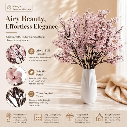 6 Bundles Artificial Light Pink Baby’s Breath Flowers