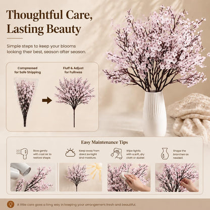 6 Bundles Artificial Light Pink Baby’s Breath Flowers