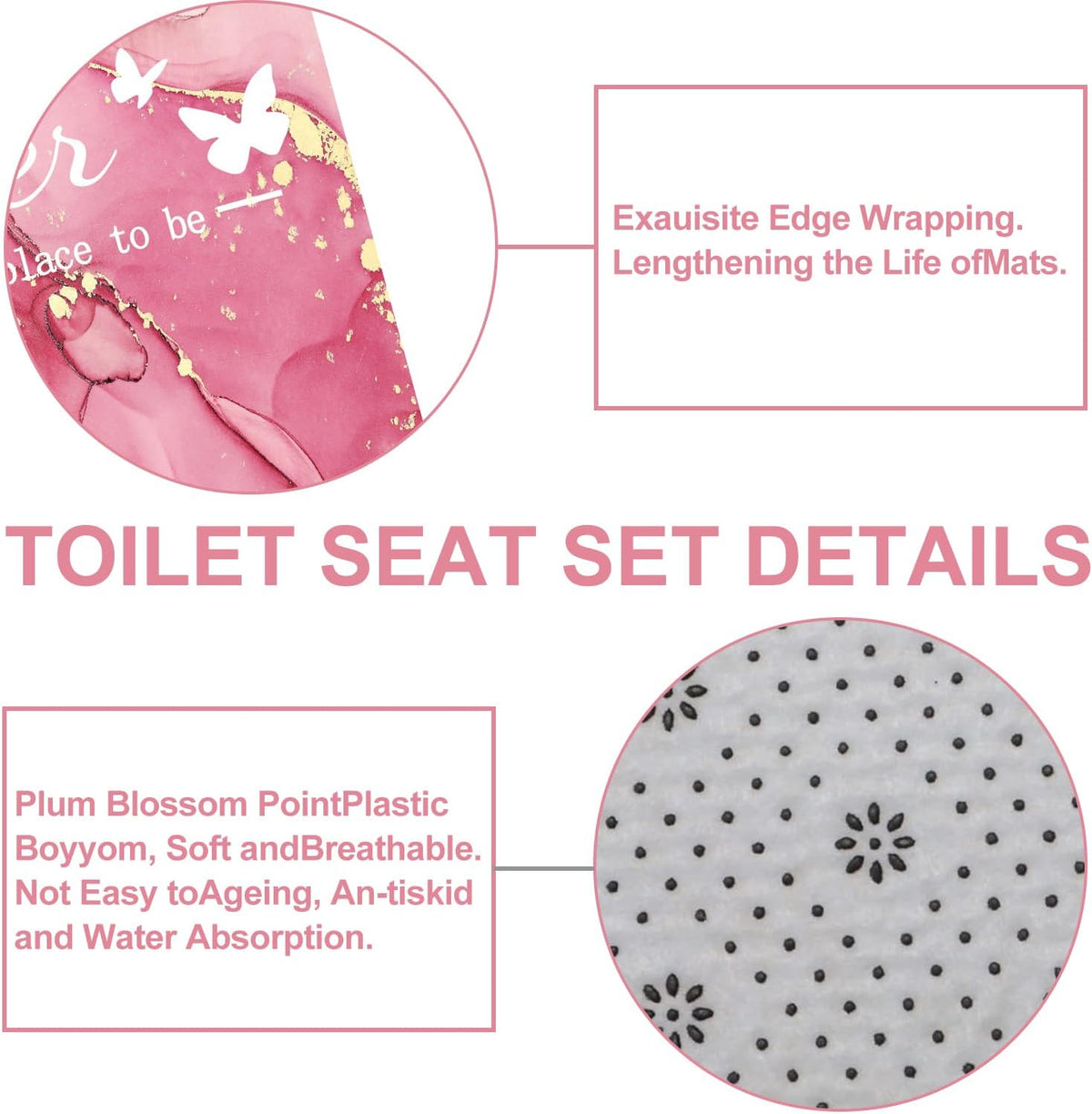 4Pcs Family Marble Shower Curtain Sets with Rugs
