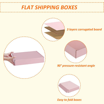 11x8x2 inches Shipping Boxes Set of 25, Pink Corrugated Cardboard Gift Box for Packing, Mailing, Small Business