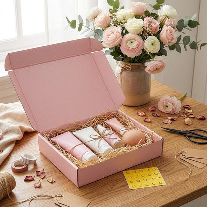 11x8x2 inches Shipping Boxes Set of 25, Pink Corrugated Cardboard Gift Box for Packing, Mailing, Small Business