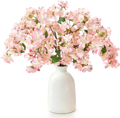Artificial Cherry Blossom Branches 6PCS Fake Flowers Artificial Faux Silk Flowers Plum Tree Blossom Fake Plants Arrangement for Spring DIY Home Wedding Table Office Vase Decor (Pink)