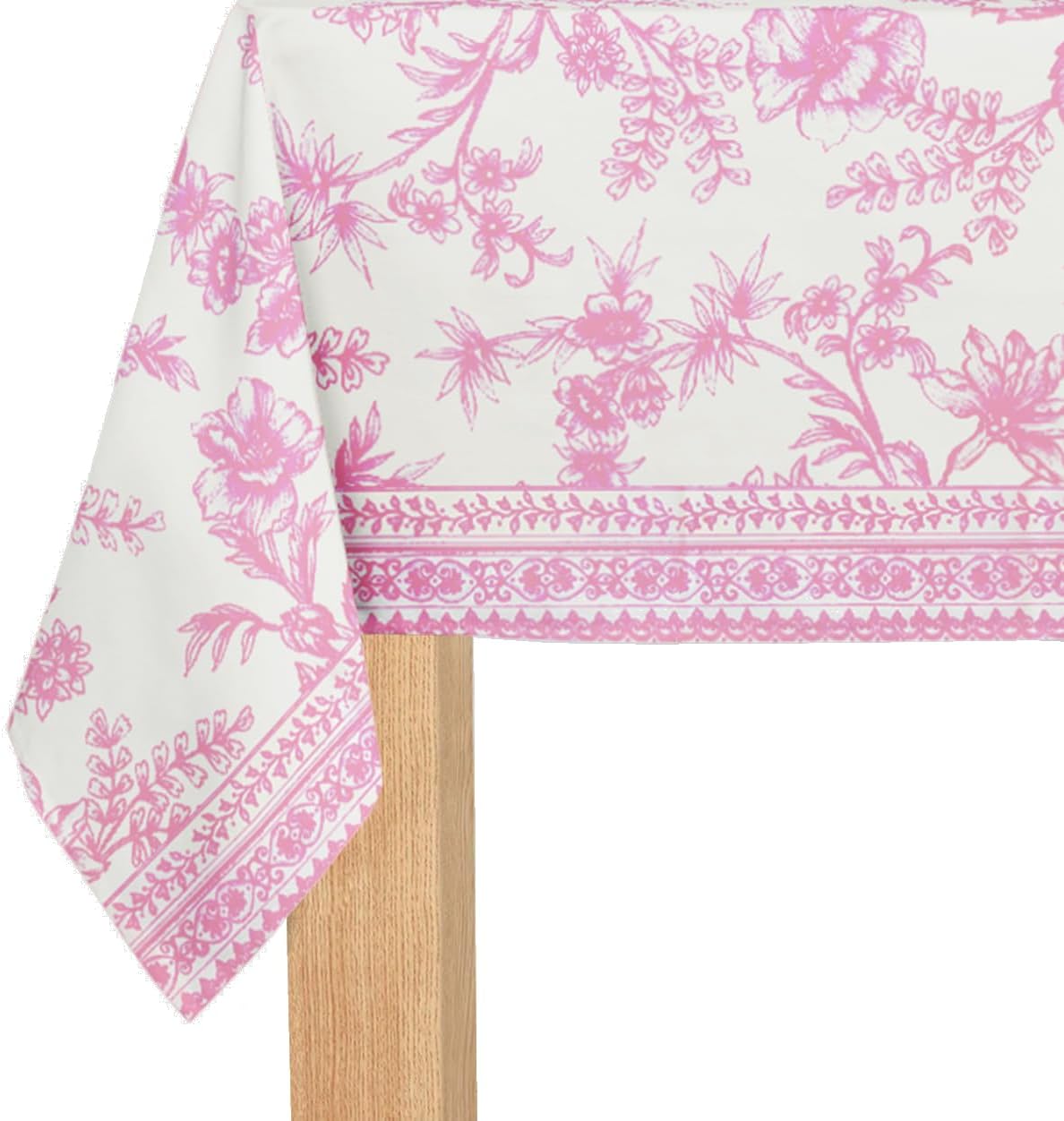 Pink Toile Paper Tablecloth | Rectangle Tablecloth/Table Cover for Bridal and Baby Shower, Tea Party, Garden Party, Birthday | 8.5' by 4.5' Table Cloth Rectangle Table