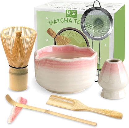 Matcha Whisk Set, 7PCS Matcha Set with Bamboo Whisk and Ceramic Bowl