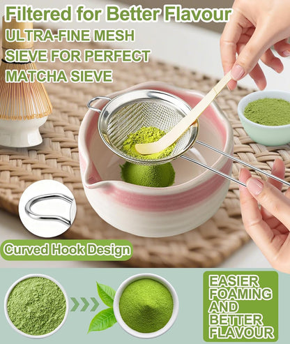 Matcha Whisk Set, 7PCS Matcha Set with Bamboo Whisk and Ceramic Bowl