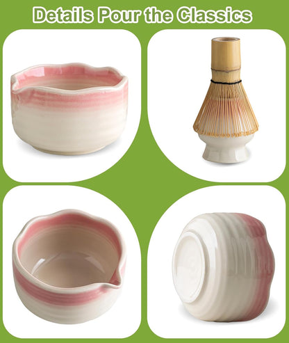 Matcha Whisk Set, 7PCS Matcha Set with Bamboo Whisk and Ceramic Bowl