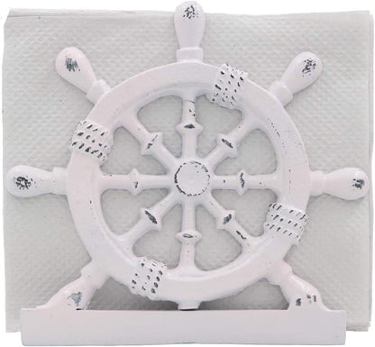 Nautical Napkin Holder, Lunch, Dinner, Nautical Collection Napkin Holder, Made of Metal (Wheel Distressed Pink)