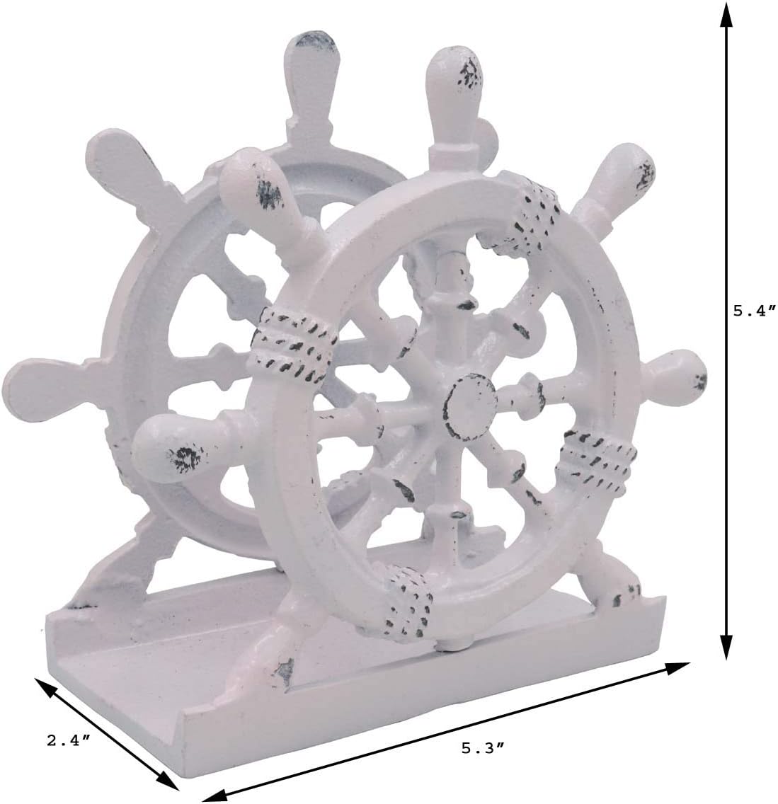 Nautical Napkin Holder, Lunch, Dinner, Nautical Collection Napkin Holder, Made of Metal (Wheel Distressed Pink)