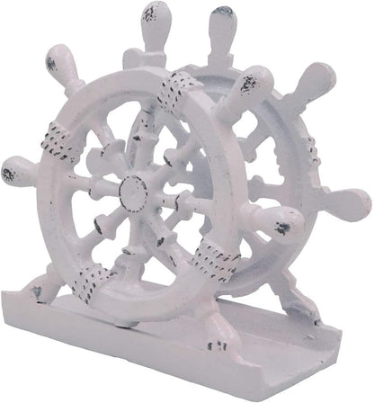 Nautical Napkin Holder, Lunch, Dinner, Nautical Collection Napkin Holder, Made of Metal (Wheel Distressed Pink)