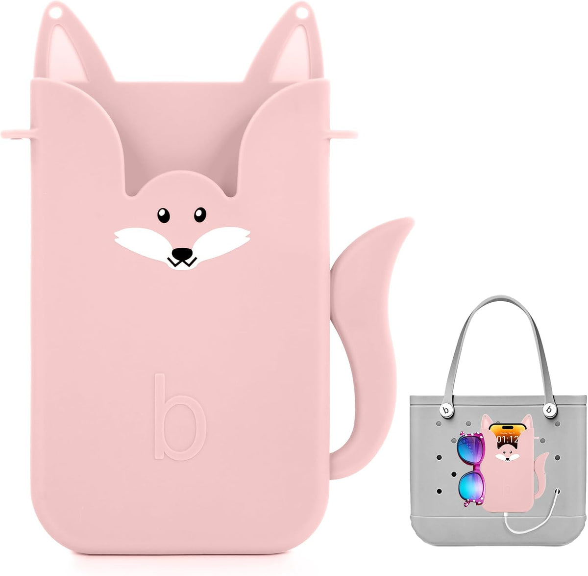 Silicone Phone Holder for Bogg Bags, Compatible Phone Case Attachment, Beach Tote Bag Accessory – Ideal Holder for Bogg & Similar Beach Bags (Light Pink)