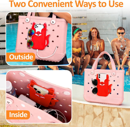 Silicone Phone Holder for Bogg Bags, Compatible Phone Case Attachment, Beach Tote Bag Accessory – Ideal Holder for Bogg & Similar Beach Bags (Light Pink)