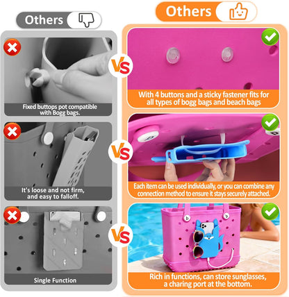 Silicone Phone Holder for Bogg Bags, Compatible Phone Case Attachment, Beach Tote Bag Accessory – Ideal Holder for Bogg & Similar Beach Bags (Light Pink)