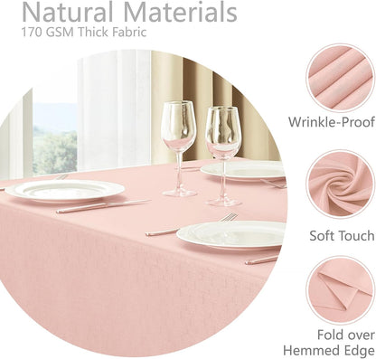 Rectangle 6 Feet Tablecloth 60x104 inch Linen Textured Table Cloth Stain and Wrinkle Resistant Washable Polyester, Decorative Table Cover Waterproof for Dining, Buffet and Camping, Pink