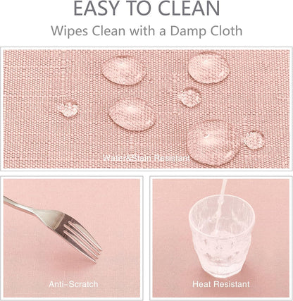 Rectangle 6 Feet Tablecloth 60x104 inch Linen Textured Table Cloth Stain and Wrinkle Resistant Washable Polyester, Decorative Table Cover Waterproof for Dining, Buffet and Camping, Pink