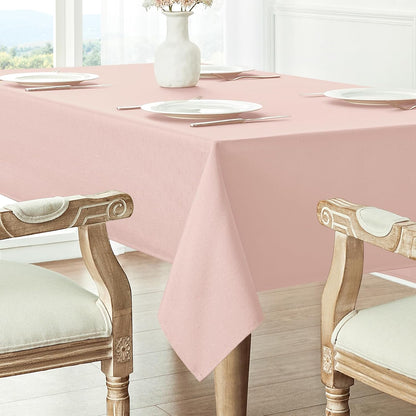 Rectangle 6 Feet Tablecloth 60x104 inch Linen Textured Table Cloth Stain and Wrinkle Resistant Washable Polyester, Decorative Table Cover Waterproof for Dining, Buffet and Camping, Pink