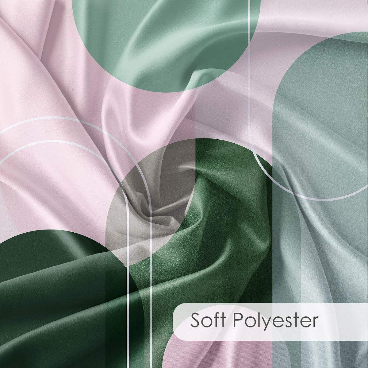 Mid Century Modern Shower Curtain Pink and Green Boho Abstract Shower Curtain with Hooks Minimalist Geometric Aesthetic Washable Fabric Shower Curtains for Bathroom,72x72 Inch