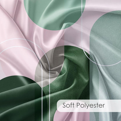 Mid Century Modern Shower Curtain Pink and Green Boho Abstract Shower Curtain with Hooks Minimalist Geometric Aesthetic Washable Fabric Shower Curtains for Bathroom,72x72 Inch