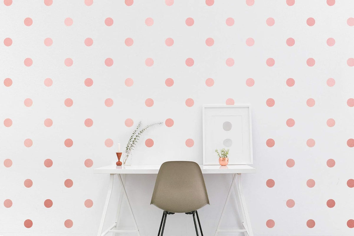 PapaKit Large Round Polka Dot Confetti Wall Decal Baby Nursery Child Kid Boy Girl Bedroom Home Decor | Creative Art Design Pattern | Safe Removable Adhesive (Rose Gold Metallic, 2 Inches x 120 Pieces)