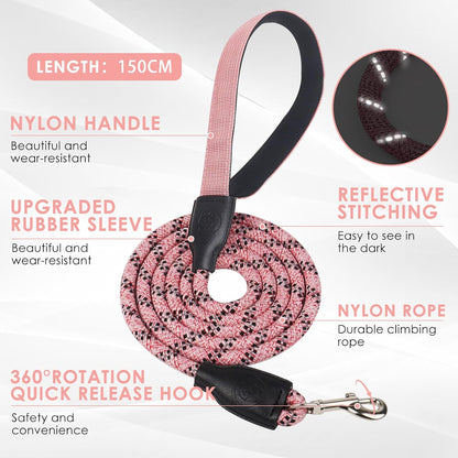 Dog Harness and Leash Set, No Pull Saddle Style Pet Harness, Breathable Mesh Adjustable Reflective Dog Vest for Medium Small Dogs Harness 2 D-Rings, Pink, M