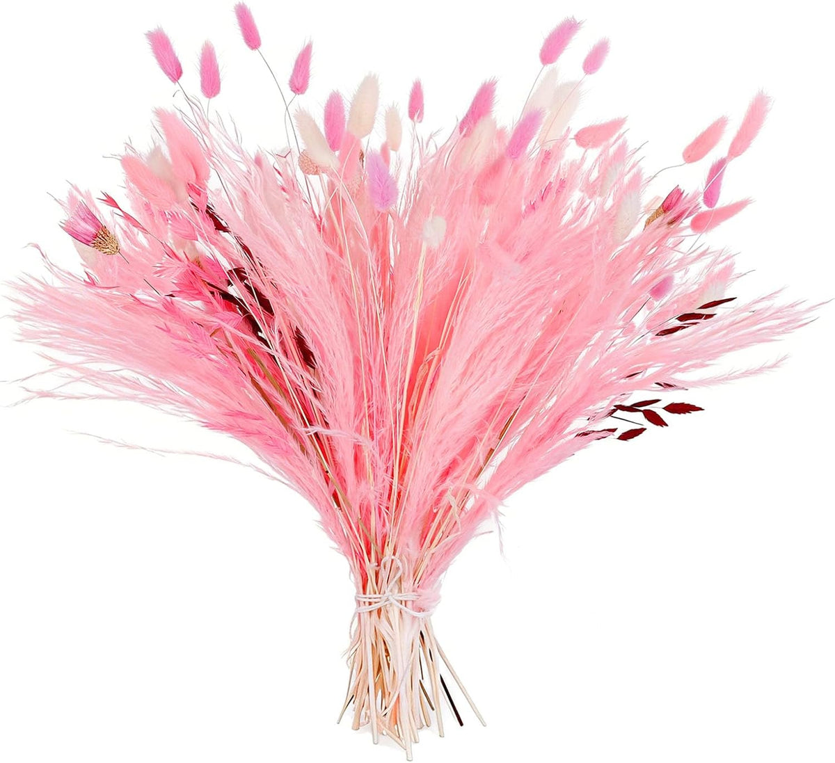 97 Pcs Pink White Dried Boho Floral Arrangement