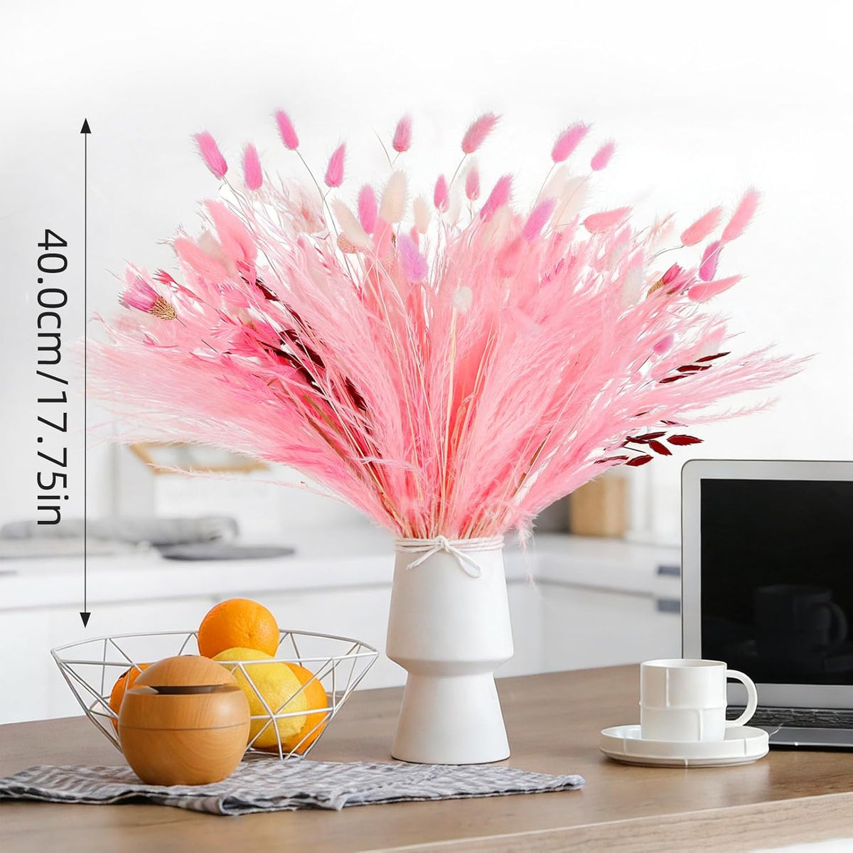 97 Pcs Pink White Dried Boho Floral Arrangement