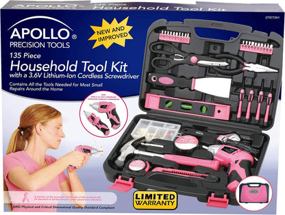 135 Piece Household Tool Set, Pink DT0773N1