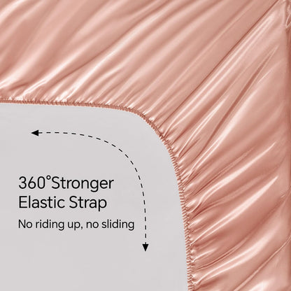 Satin Sheets Queen Size Bed Set, Coral Pink, 4 Pieces