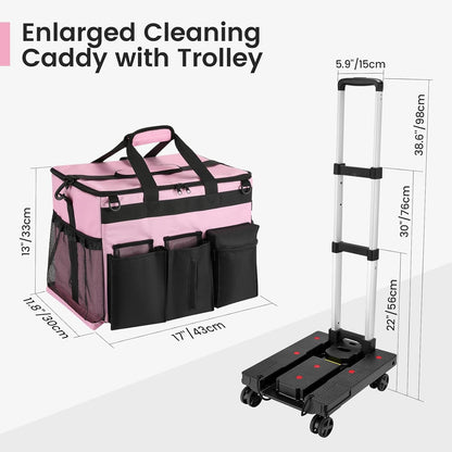 Extra Large Rolling Cleaning Caddy Bag with Wheels, Pink