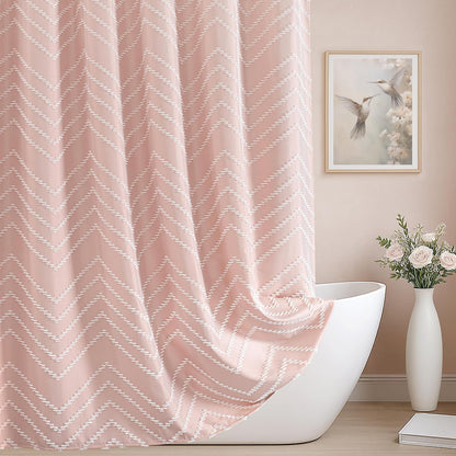 Blush Pink Boho Fabric Shower Curtain 72 x 72 Inches