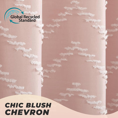 Blush Pink Boho Fabric Shower Curtain 72 x 72 Inches