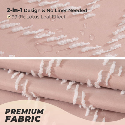 Blush Pink Boho Fabric Shower Curtain 72 x 72 Inches