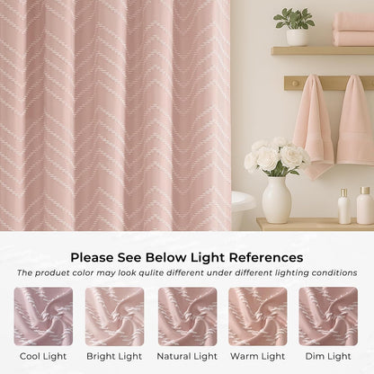 Blush Pink Boho Fabric Shower Curtain 72 x 72 Inches