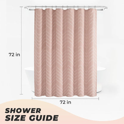 Blush Pink Boho Fabric Shower Curtain 72 x 72 Inches