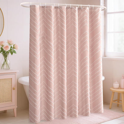 Blush Pink Boho Fabric Shower Curtain 72 x 72 Inches
