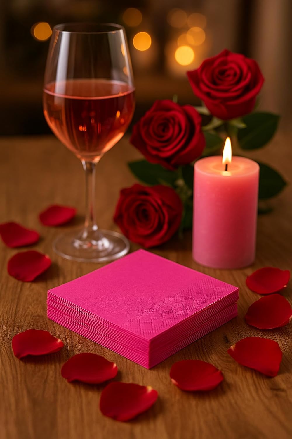 Pink Cocktail Napkins 50 Pack, 2 Ply Party Napkins Birthday Baby Shower