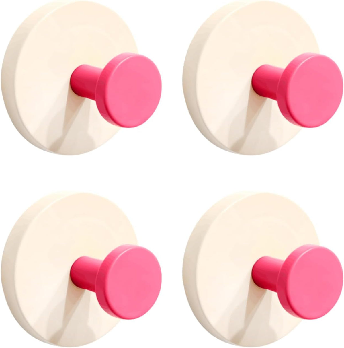 Multi-Color Suction Cup Hooks,Removable Waterproof Rustproof Wall Hooks for Shower Bathroom Kitchen,Hanging Towels Robes Wreaths on Glass Mirror Tile, Any Smooth Surface (Pink, 4PACK)