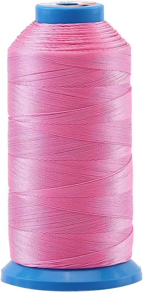 [1500 Yards/Coated/No Unravel /22 Colors Available] Heavy Duty Bonded Nylon Threads #69 T70 Size 210D/3 for Upholstery, Leather and Other Heavy Fabric (Pink)