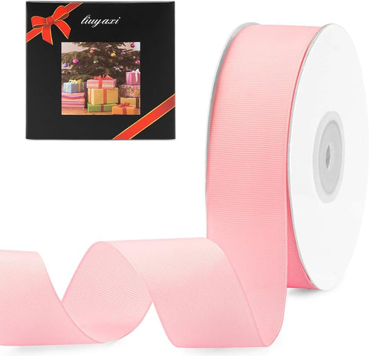 1-1/2" X 50 Yards Solid Pink Grosgrain Ribbon, Perfect for Crafts, Wedding Decor, DIY Hair Accessories, Sewing, Gift Package Wrapping and More
