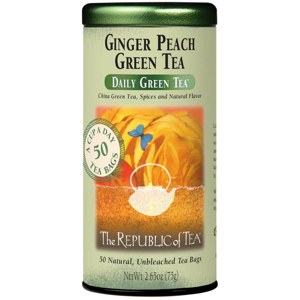 Daily Green Ginger Peach Green Tea, Low Caffeine, 50 Ct