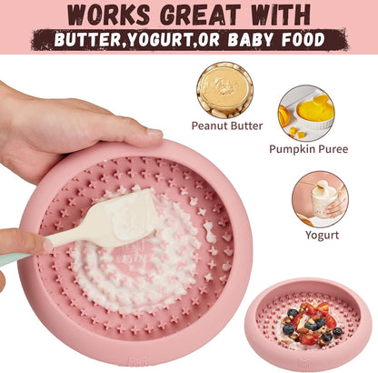 Dog Lick Bowl, Anxiety Relief Slow Feeder Dog Lick Mat Treat Dispenser, Non-Slip Licking Bowl Enrichment Toys, BPA Free Silicone, Dishwasher Safe