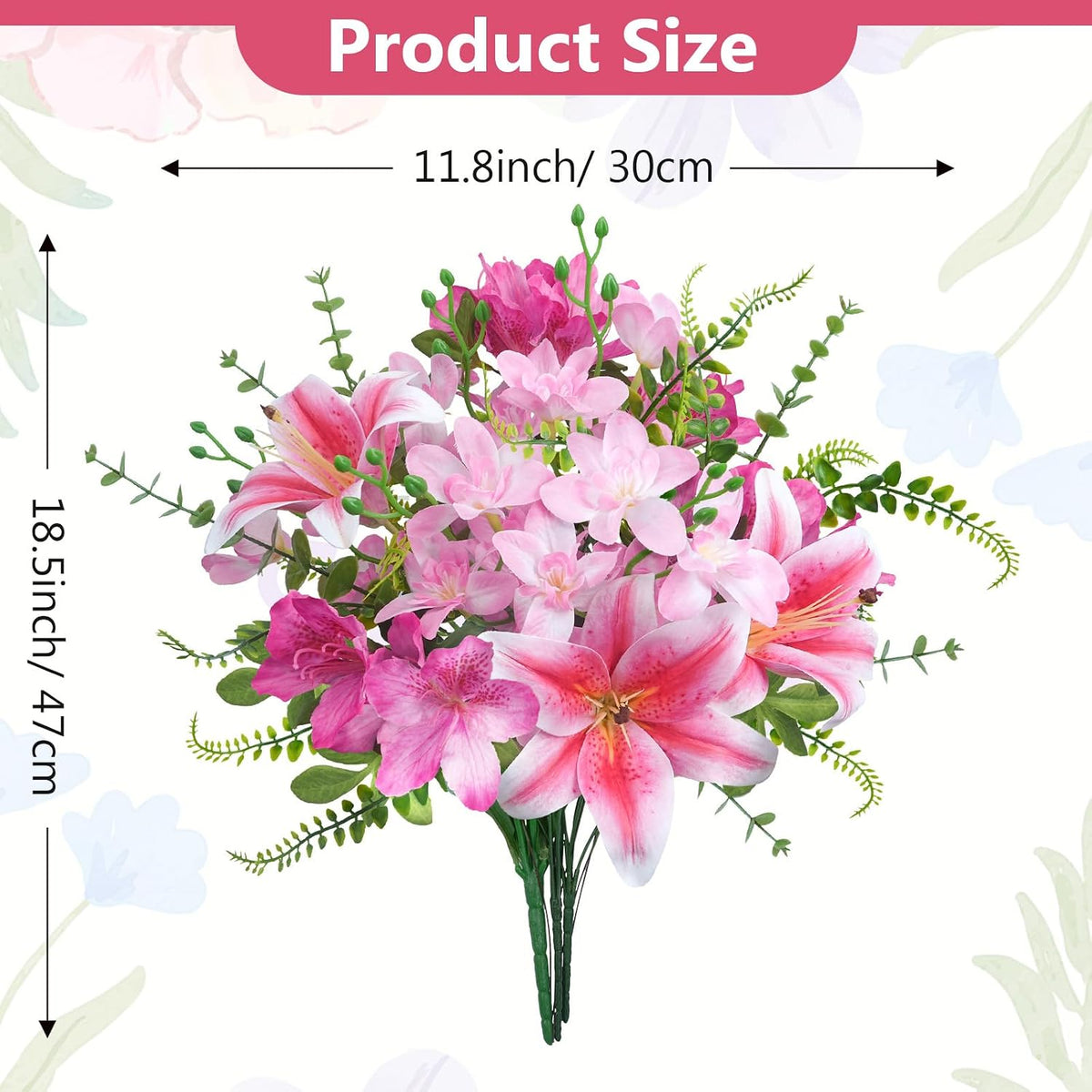 12Pcs Tiger Lily Artificial Flowers Real Touch Pink Fake Lilies Flower