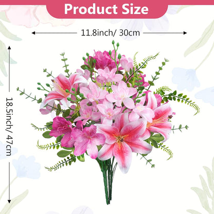 12Pcs Tiger Lily Artificial Flowers Real Touch Pink Fake Lilies Flower