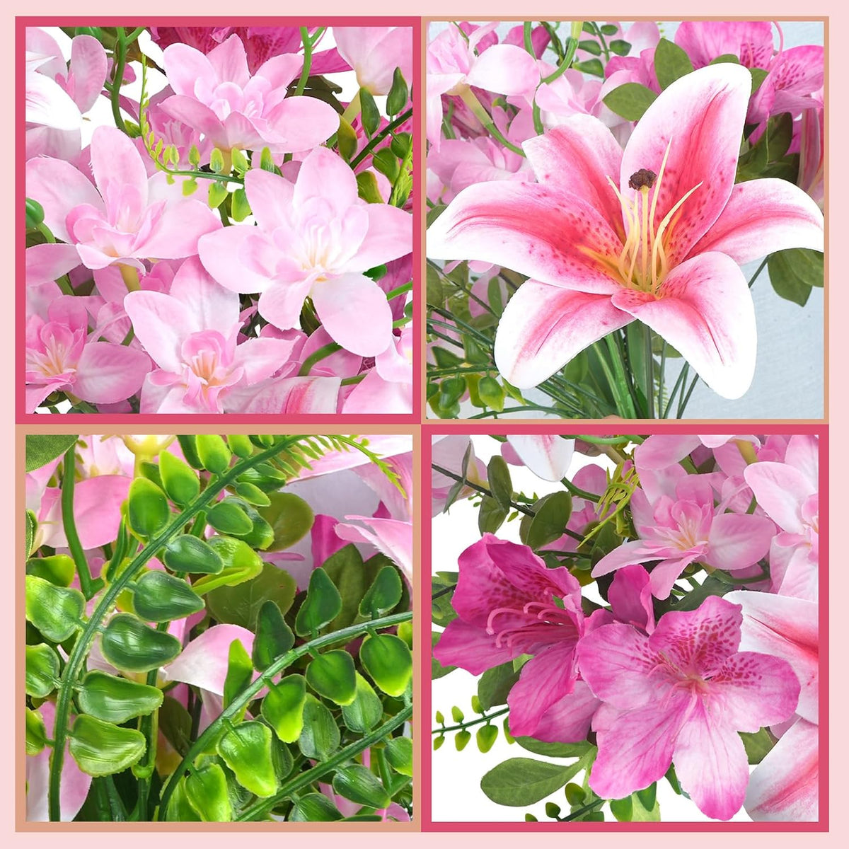 12Pcs Tiger Lily Artificial Flowers Real Touch Pink Fake Lilies Flower