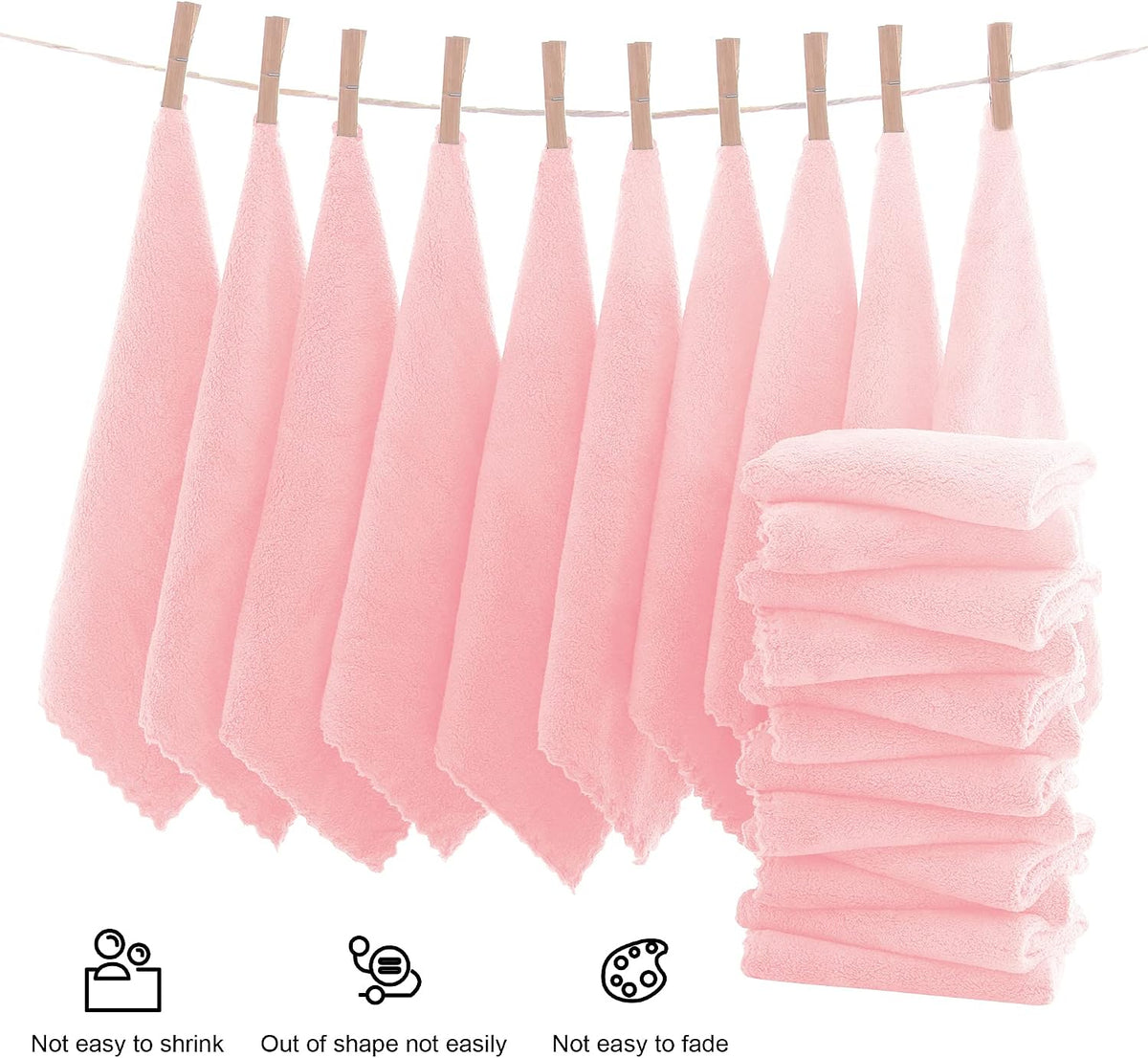 Ultra Soft Premium Washcloths Set - 12 x 12 inches - 24 Pack - Quick Drying - Highly Absorbent Coral Velvet Bathroom Wash Clothes - Use as Bath, Spa, Facial, Fingertip Towel (Pink)