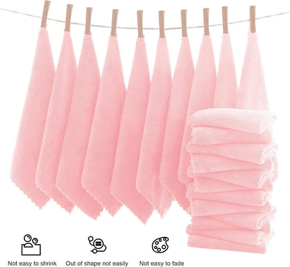 Ultra Soft Premium Washcloths Set - 12 x 12 inches - 24 Pack - Quick Drying - Highly Absorbent Coral Velvet Bathroom Wash Clothes - Use as Bath, Spa, Facial, Fingertip Towel (Pink)