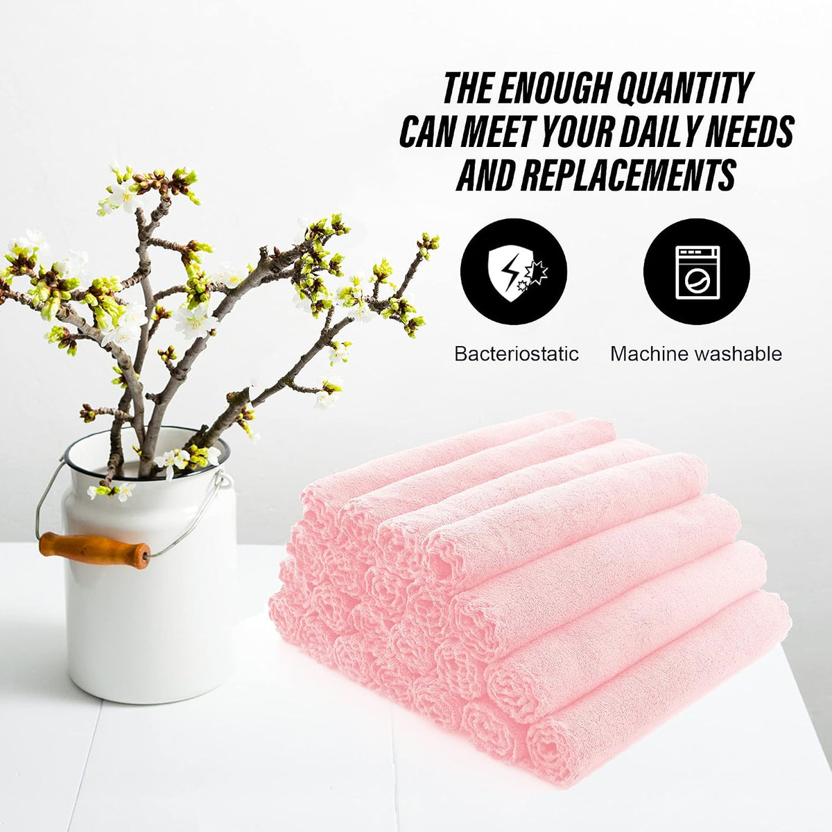 Ultra Soft Premium Washcloths Set - 12 x 12 inches - 24 Pack - Quick Drying - Highly Absorbent Coral Velvet Bathroom Wash Clothes - Use as Bath, Spa, Facial, Fingertip Towel (Pink)
