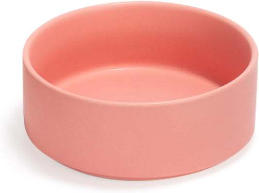 13.5OZ Ceramic Dog and Cat Bowl, Modern Cute Weighted Food Water Bowl for Replacement Pink (1 Pack)
