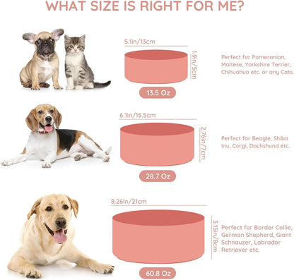 13.5OZ Ceramic Dog and Cat Bowl, Modern Cute Weighted Food Water Bowl for Replacement Pink (1 Pack)