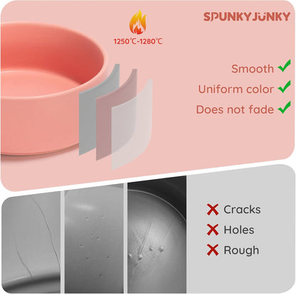 13.5OZ Ceramic Dog and Cat Bowl, Modern Cute Weighted Food Water Bowl for Replacement Pink (1 Pack)