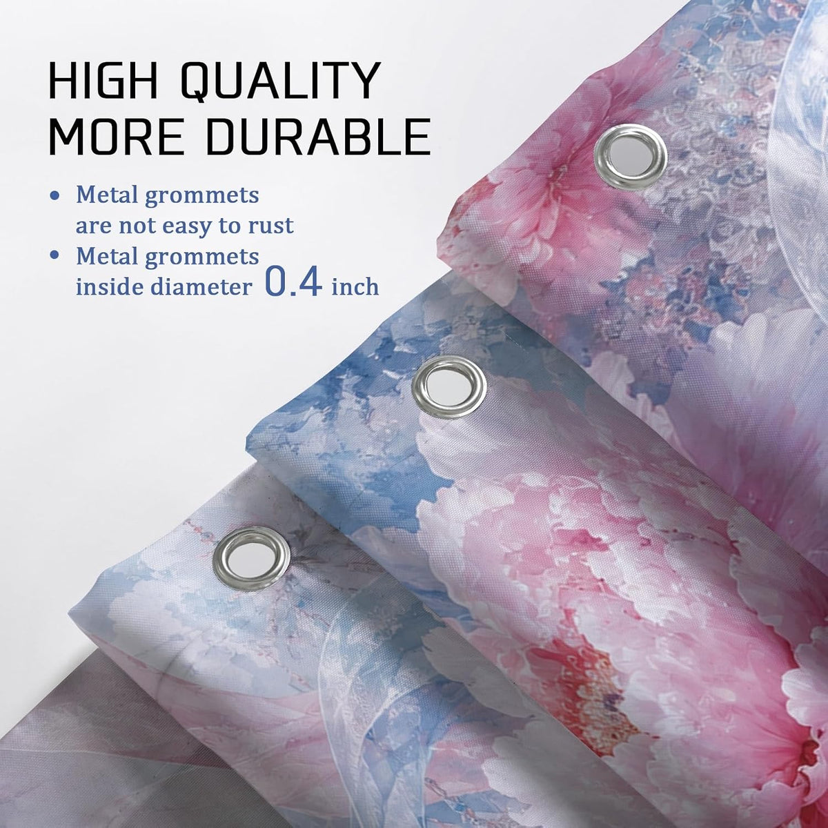 Peony Shower Curtain, Romantic Elegant Ribbons Floral Spring Peach Waterproof Fabric Toile Cloth Shower Curtains for Bathroom Bathtub Apartment Decor 72x72 Inch